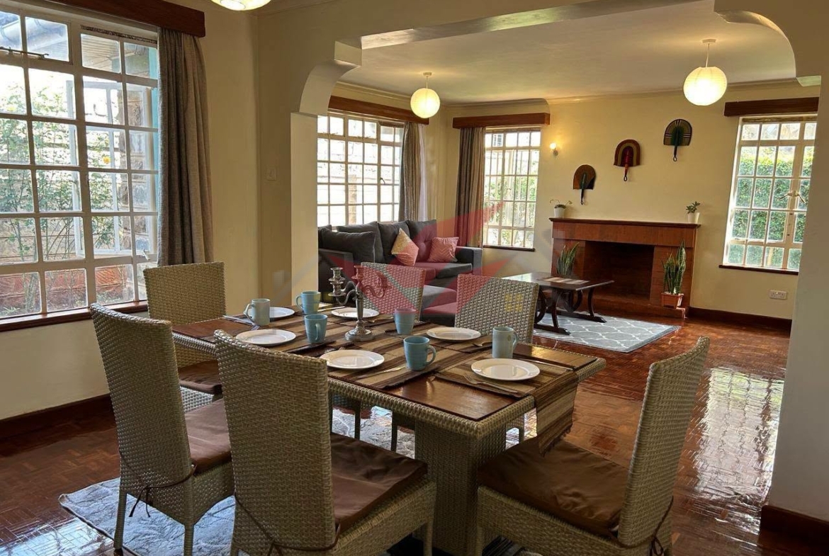 Discover luxury living in this fully furnished 4-bedroom townhouse for rent along Kiambu Road, Runda. All-ensuite, DSQ, Wi-Fi, and cleaning included for KSh 300K.
