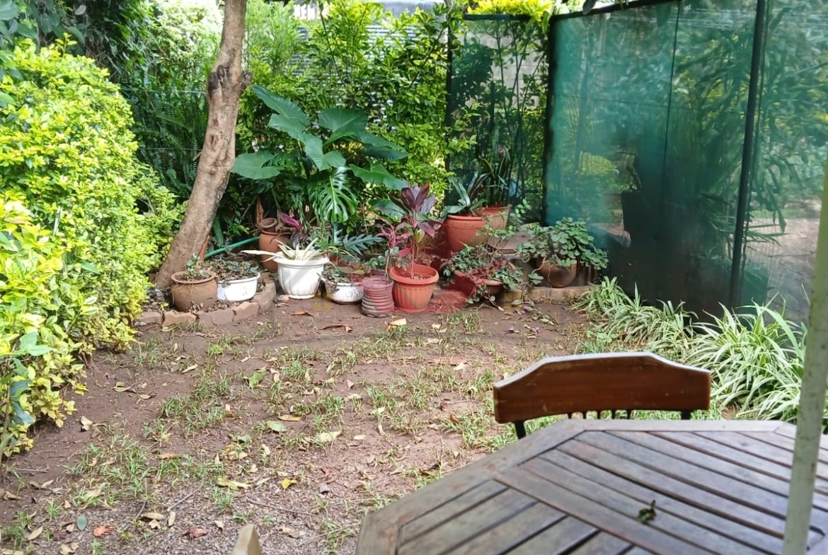 Cozy fully furnished living room and bedroom of a 1-bedroom rental cottage in Miotoni Karen Nairobi.